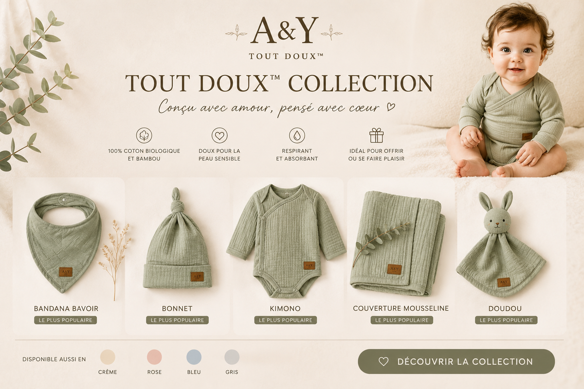 Essentiels pour bébé de la collection Tout Doux A&Y dans la sélection d’Alina, avec MINUS