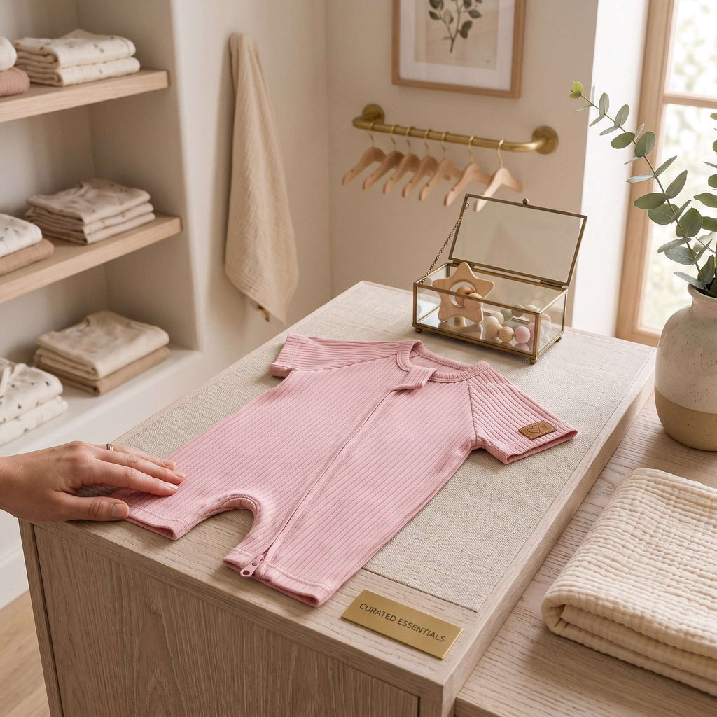 Barboteuse Courte d'Été avec Zipper— 95% Coton Bio (GOTS) — Tout Doux™