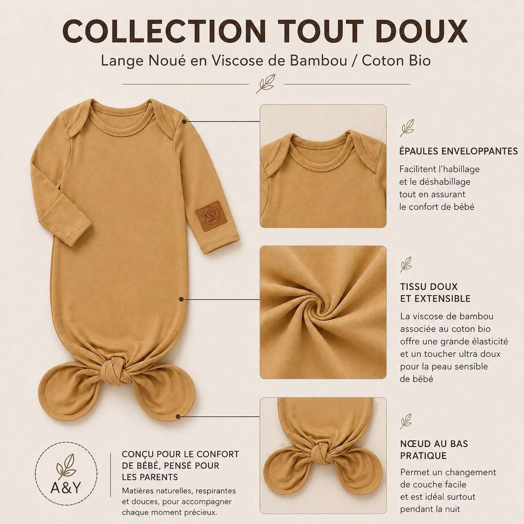 Lange Noué Bébé en Viscose de Bambou — Robe de Nuit & Sommeil — Tout Doux™