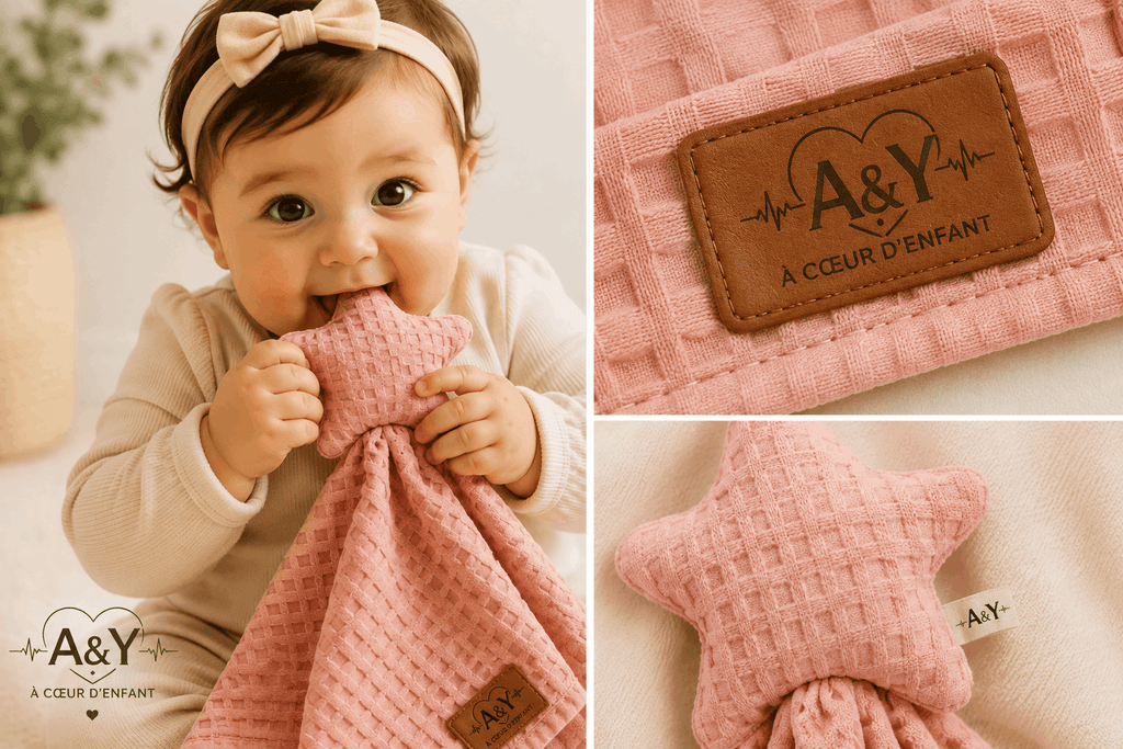 Doudou Étoile Sensoriel en Bambou & Coton Biologique — A&Y Tout Doux™ — Lancement Prévente A&Y