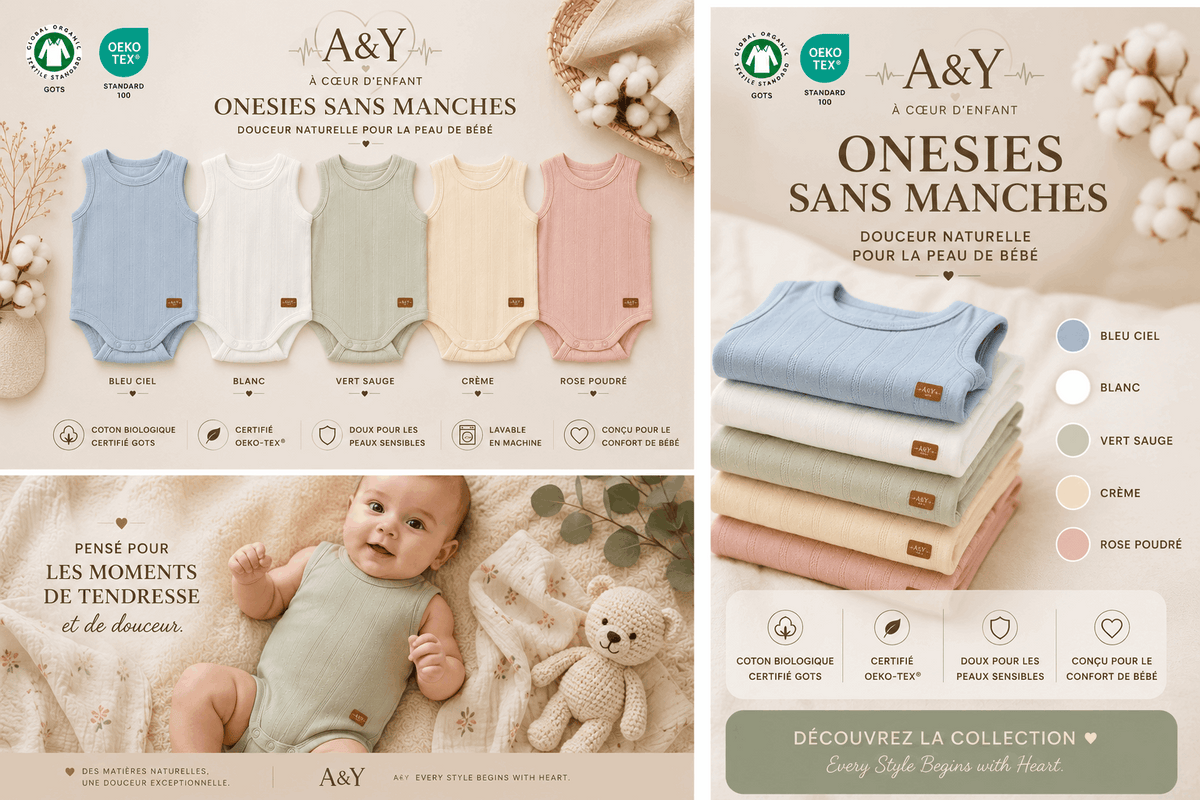 Cache-couche sans manches en coton biologique pointelle –Tout Doux™ (rose-poudre-1) — Lancement Prévente A&Y