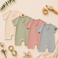 Barboteuse Courte d'Été avec Zipper— 95% Coton Bio (GOTS) — Tout Doux™