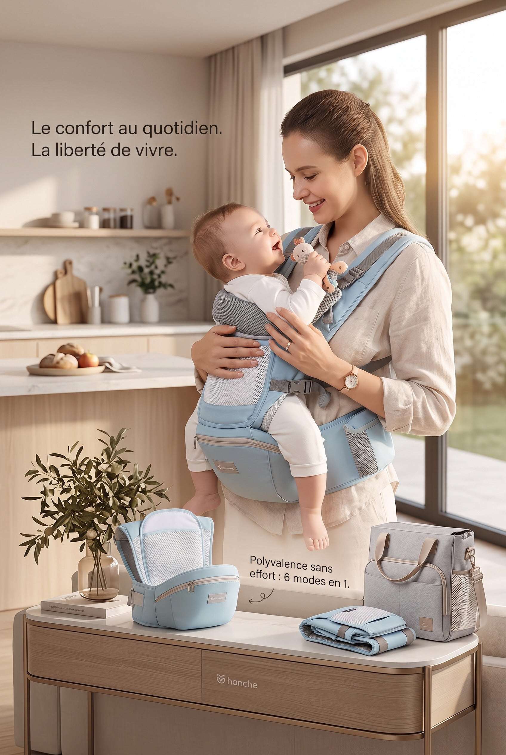 Porte-bébé ergonomique 6-en-1 avec siège de hanche | Sélection A&Y