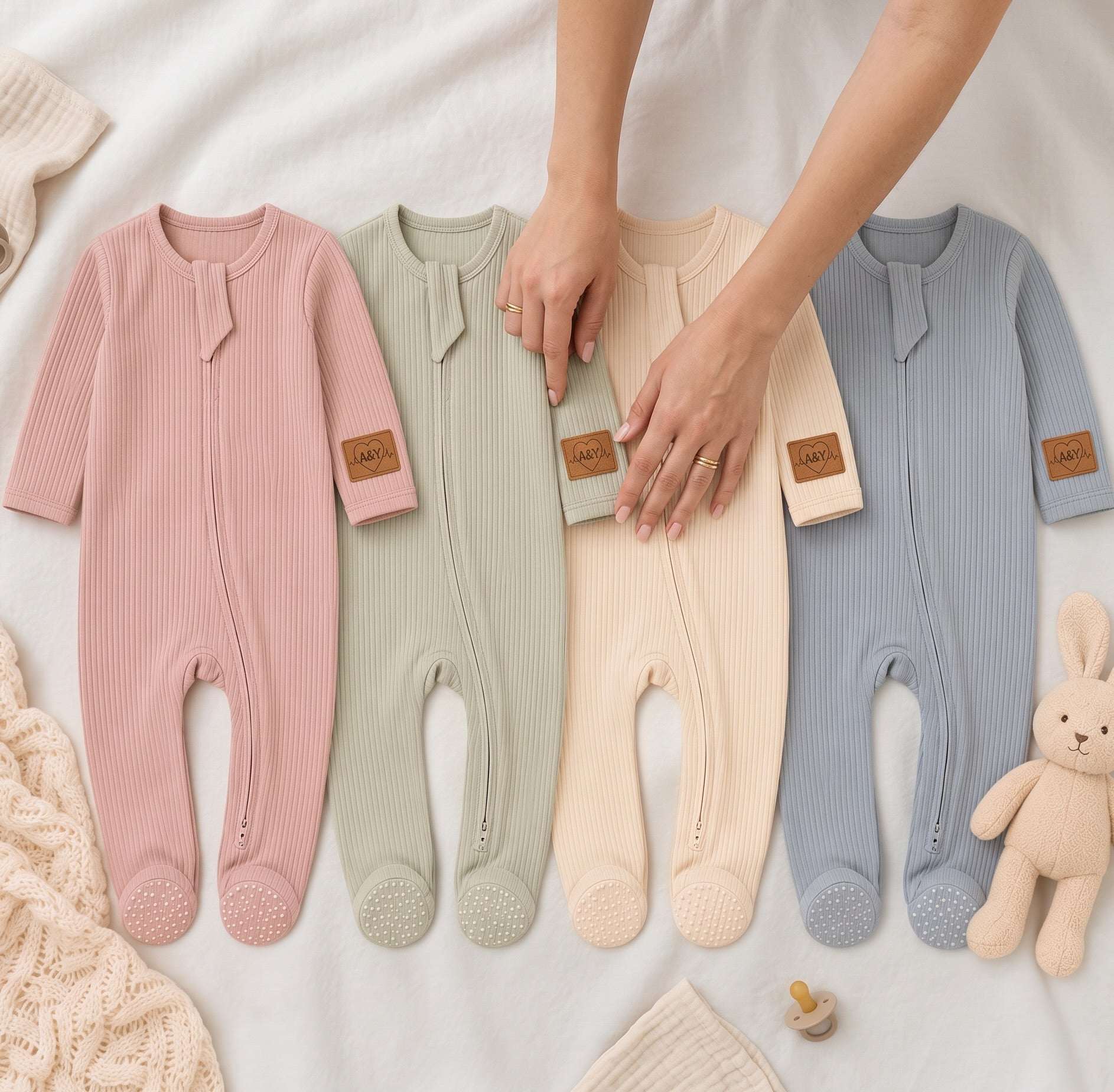 Pyjama Barboteuse Bébé — 95% Coton Bio & Spandex (GOTS) — Tout Doux™