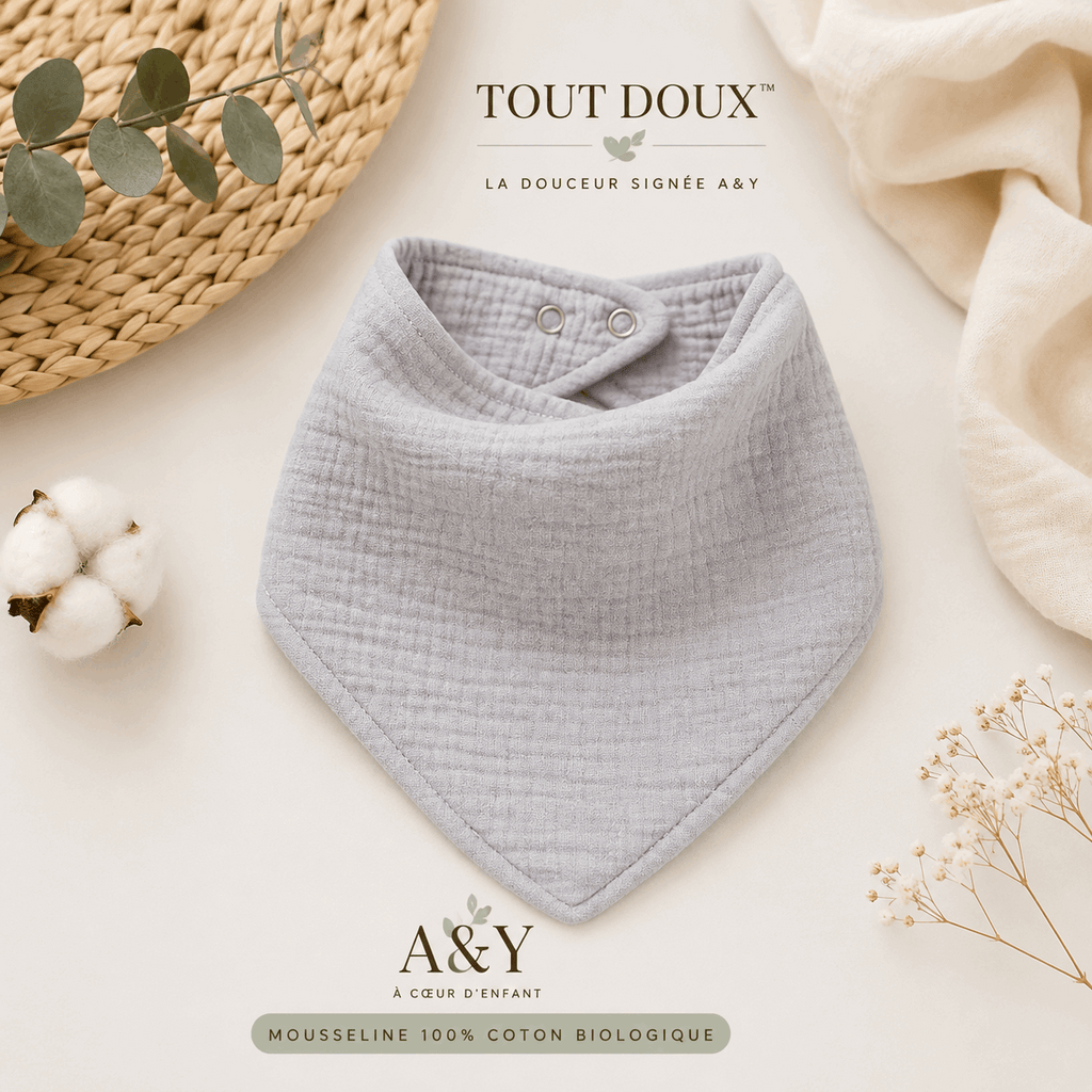 Bavoir bandana Tout Doux™ — Mousseline 100 % coton biologique