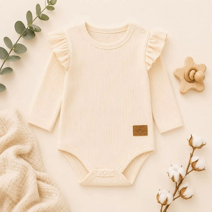 Body Barboteuse Côtelé à Volants — 95% Coton Bio — Tout Doux™