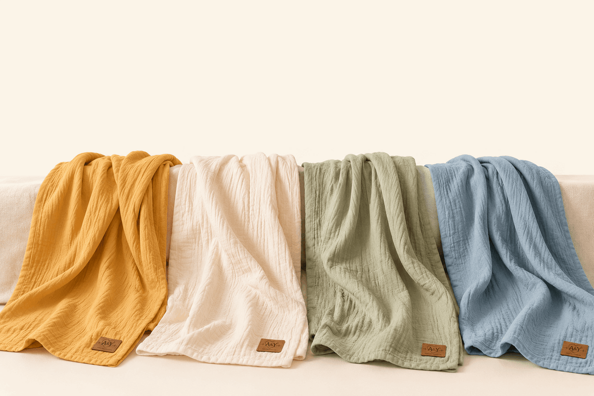 Couverture bébé en mousseline Tout Doux™ – Bambou & coton biologique (sauge-brume) — Lancement Prévente A&Y