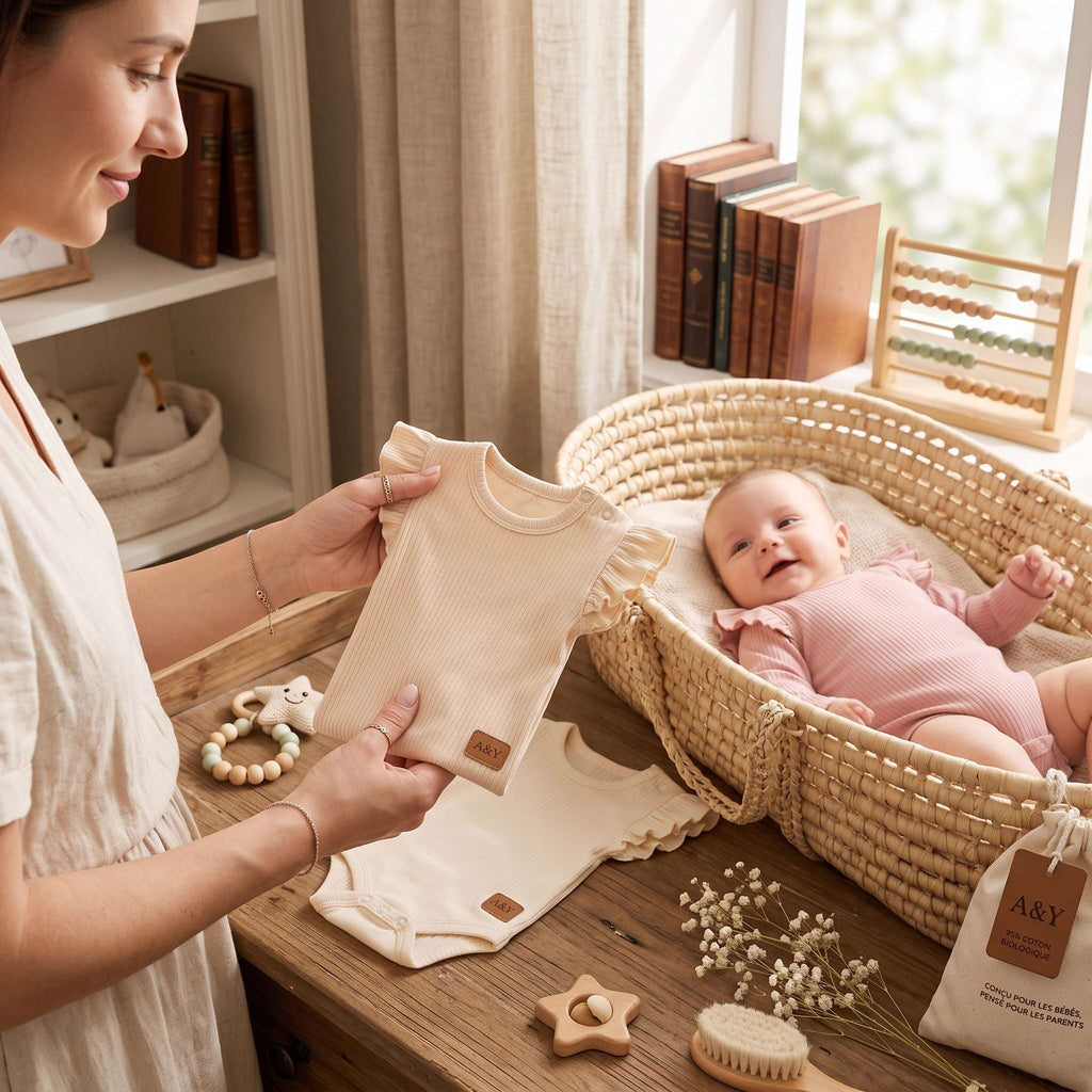 Body Barboteuse Côtelé à Volants — 95% Coton Bio — Tout Doux™