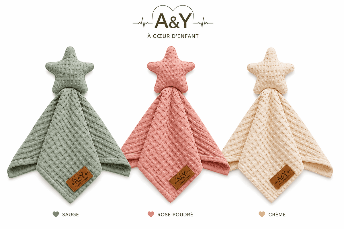 Doudou Étoile Sensoriel en Bambou & Coton Biologique — A&Y Tout Doux™ (rose-2) — Lancement Prévente A&Y