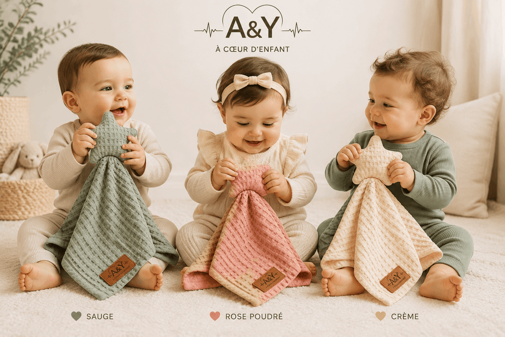 Doudou Étoile Sensoriel en Bambou & Coton Biologique — A&Y Tout Doux™ — Lancement Prévente A&Y