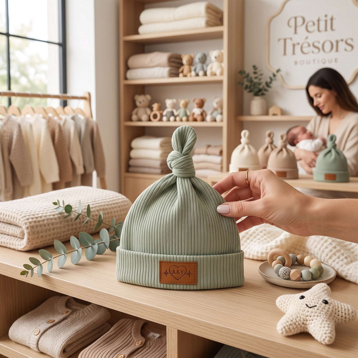 Bonnet Bébé Nouveau-Né en Coton Biologique Très Extensible (Certifié GOTS) — Tout Doux™