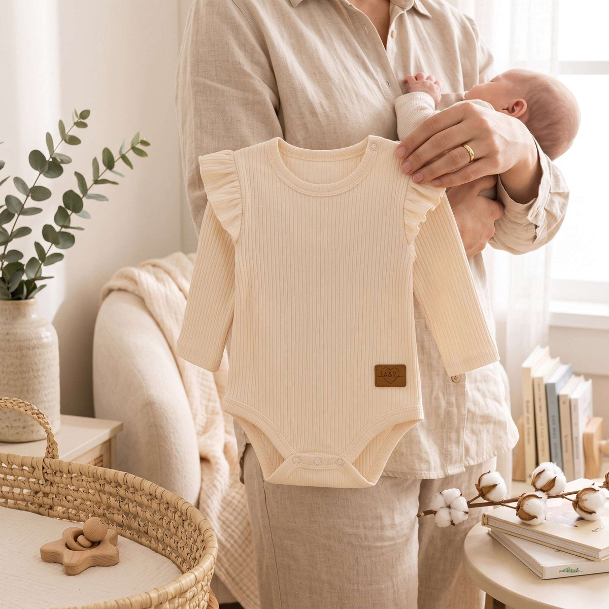 Body Barboteuse Côtelé à Volants — 95% Coton Bio — Tout Doux™