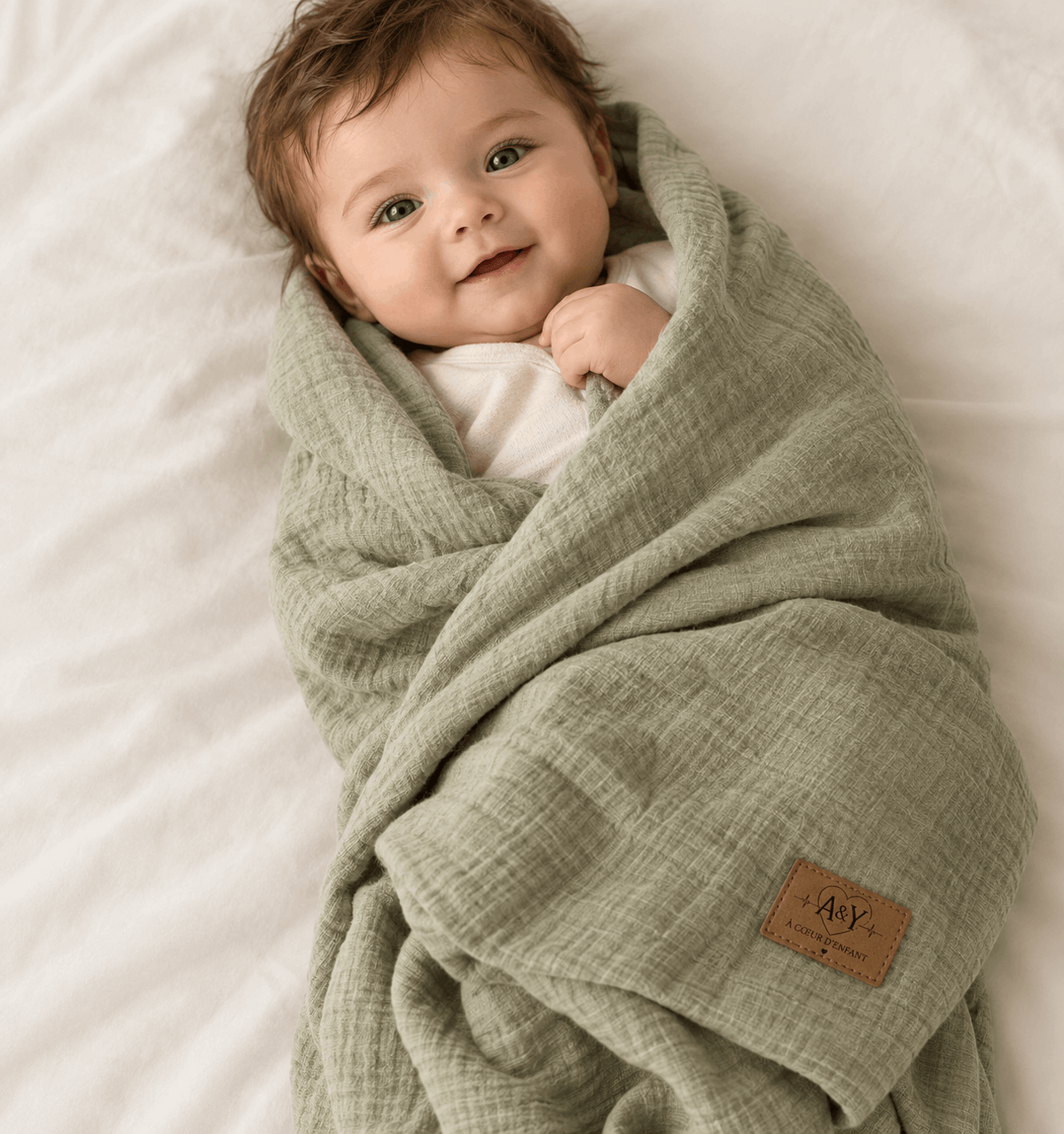 Couverture bébé en mousseline Tout Doux™ – Bambou & coton biologique (bleu-brume) — Lancement Prévente A&Y
