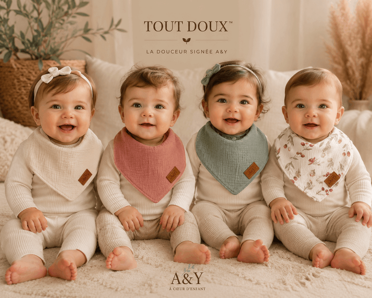 Bavoir bandana Tout Doux™ – Mousseline 100 % coton biologique by Chez A&Y- À Coeur d'Enfant