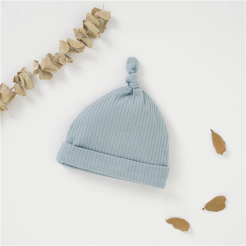 Bonnet noué en coton biologique extensible — Bleu clair (29#)