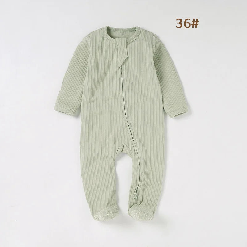 Pyjama à pieds en coton biologique extensible — Sauge des fjords