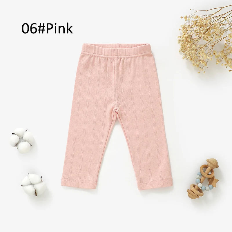 Pantalon pointelle en coton biologique Tout Doux™ — Rose aurore / Organic cotton pointelle baby pants Tout Doux™ — Dawn pink