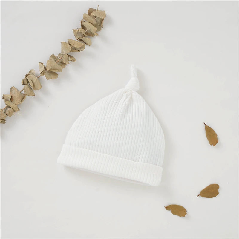 Bonnet noué en coton biologique extensible — Blanc (32#)