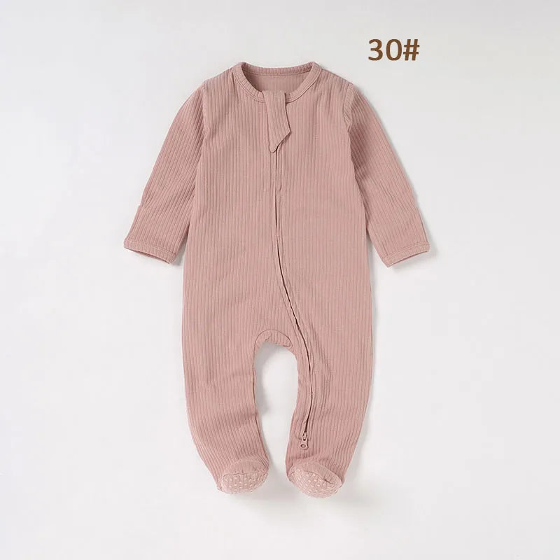 Pyjama à pieds en coton biologique extensible — Mauve (30#)