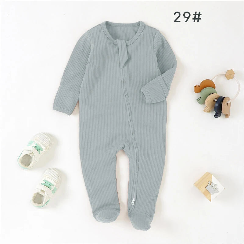 Pyjama à pieds en coton biologique extensible — Bleu pétrole (29#)