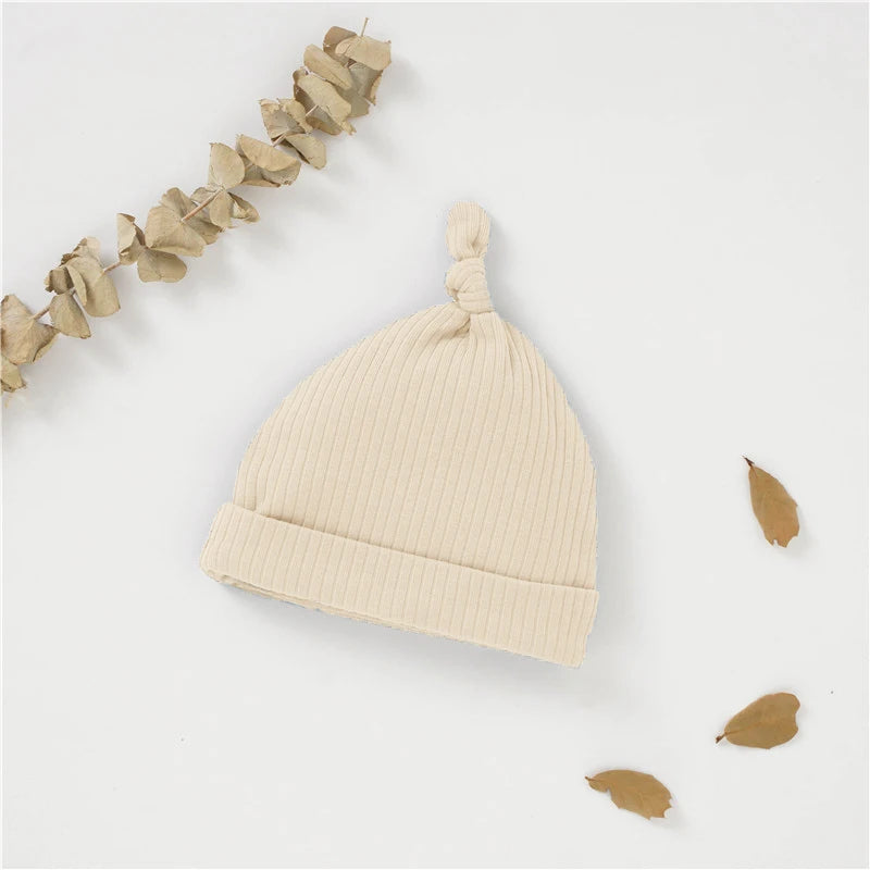 Bonnet noué en coton biologique extensible — Beige (16#)