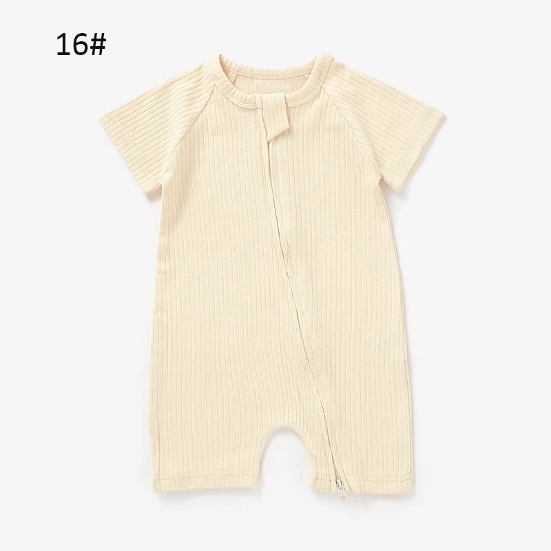 Barboteuse courte à fermeture éclair — Beige (16#)