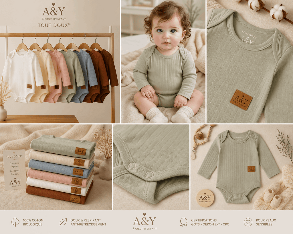 Body bébé premium manches longues en coton biologique– Tout Doux™ A&Y