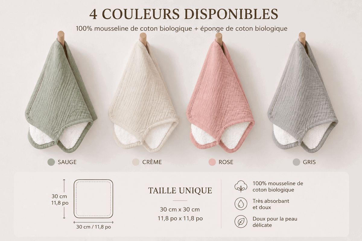 Bavoir d’épaule Tout Doux™ – Mousseline & éponge en coton biologique | A&Y — Lancement Prévente A&Y