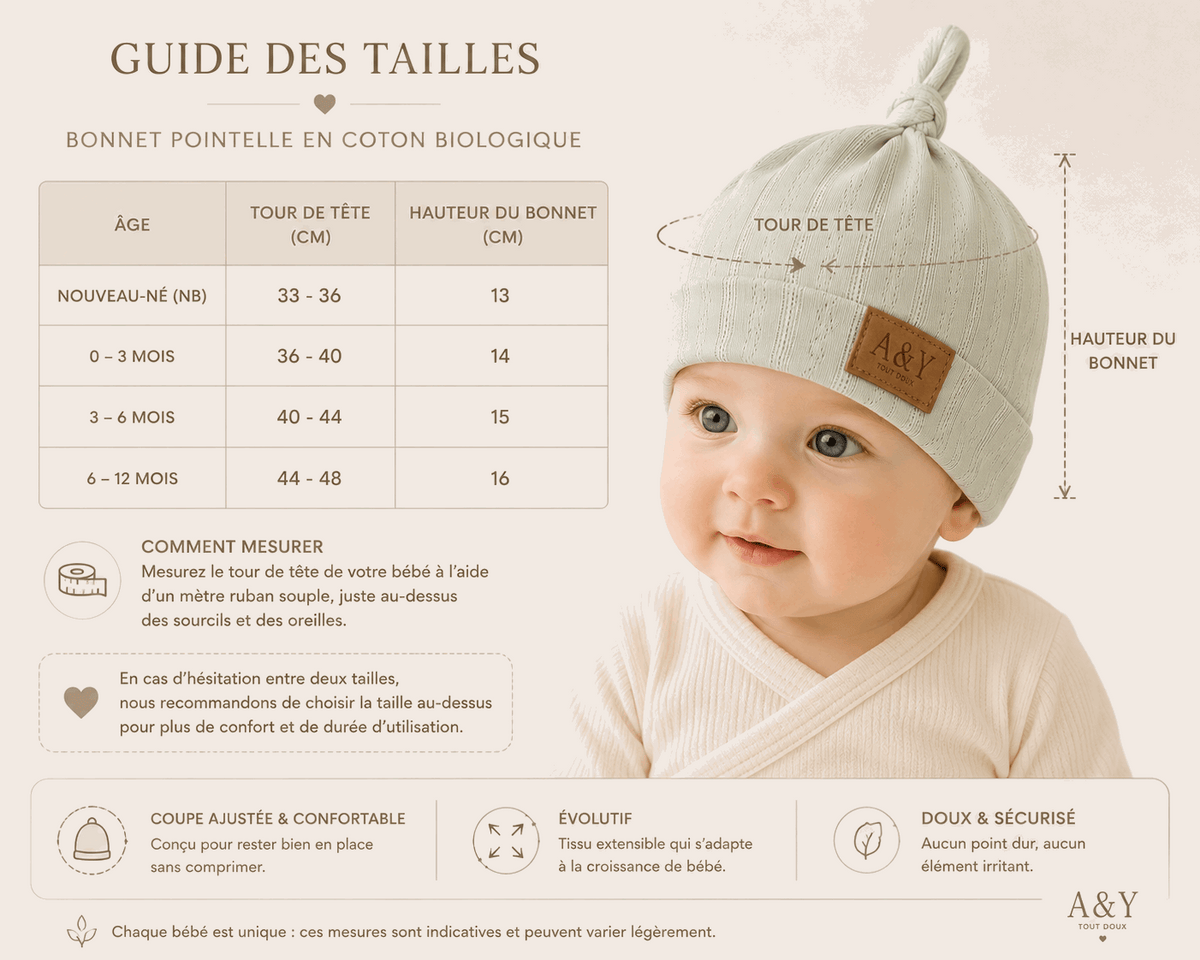 Bonnet pointelle en coton biologique – A&Y Tout Doux — Lancement Prévente A&Y