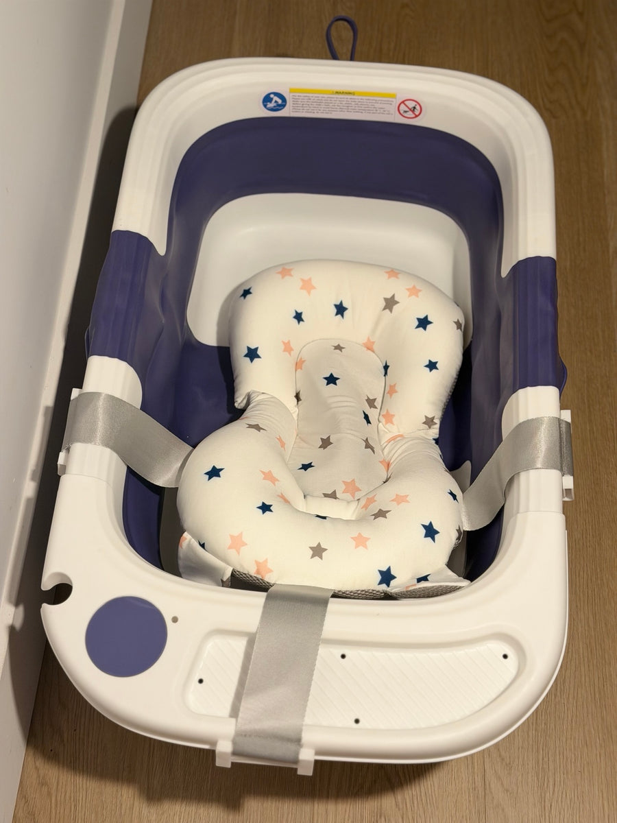 Baignoire bébé pliable avec coussin de bain — vue du dessus