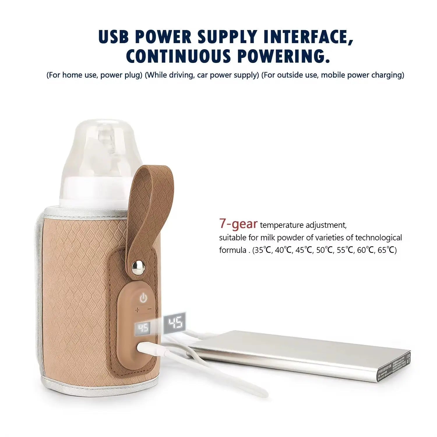 Chauffe-Biberon USB Rechargeable Ajustable - Chez A&Y- À Coeur d'Enfant