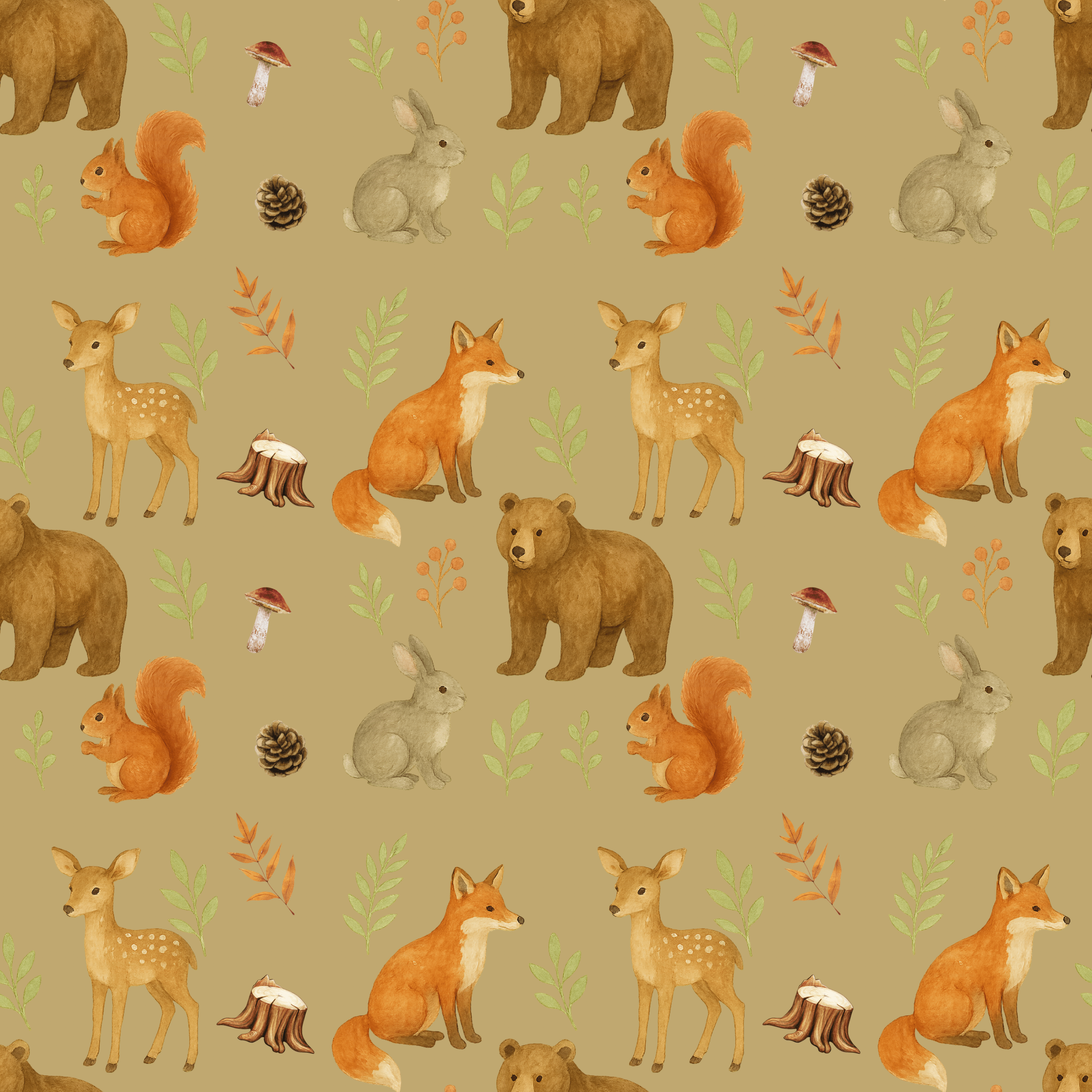 🦊Grande mousseline de bambou les copains des bois - Chez A&Y- À Coeur d'Enfant