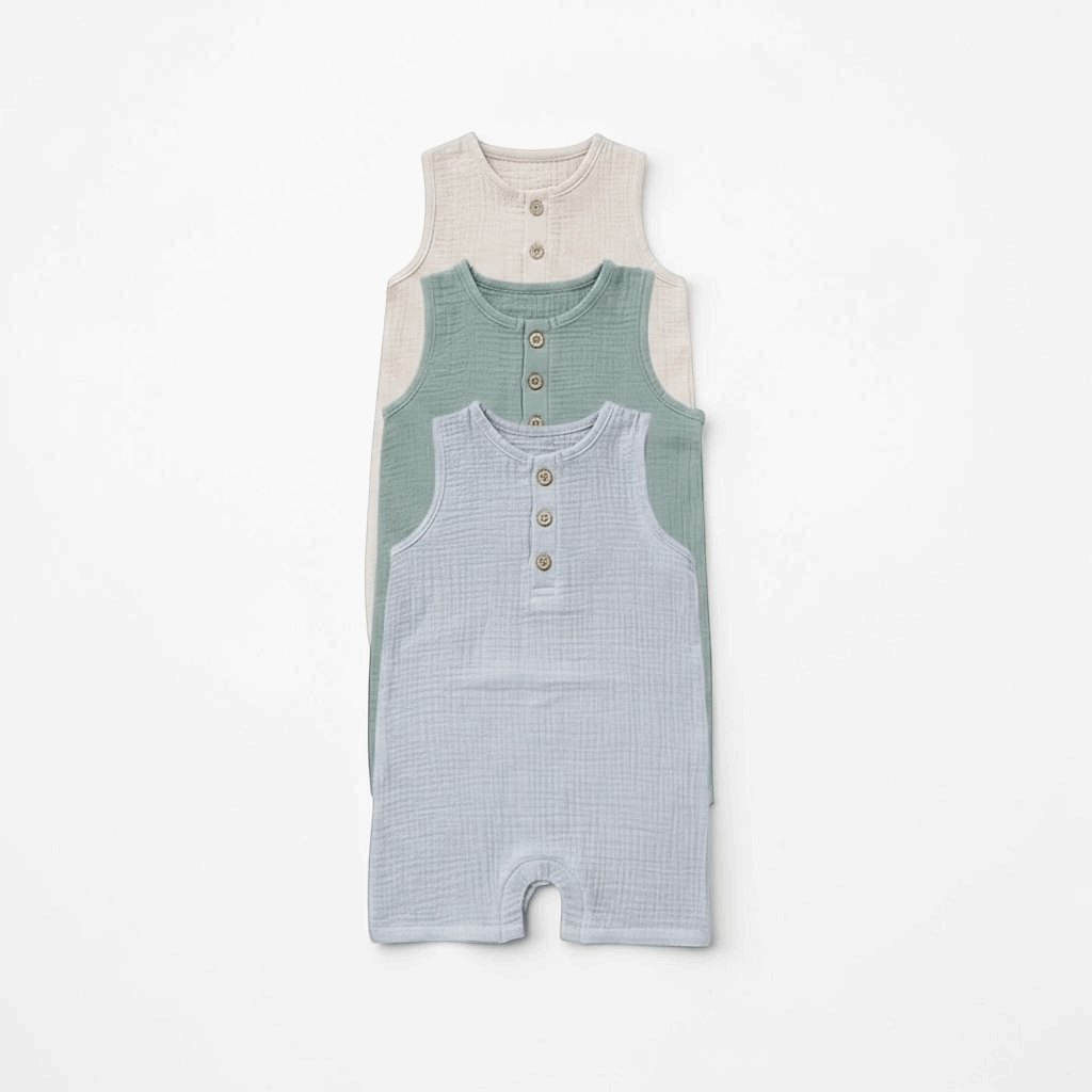 Barboteuses bébé A&Y Tout Doux™ superposées en teintes douces