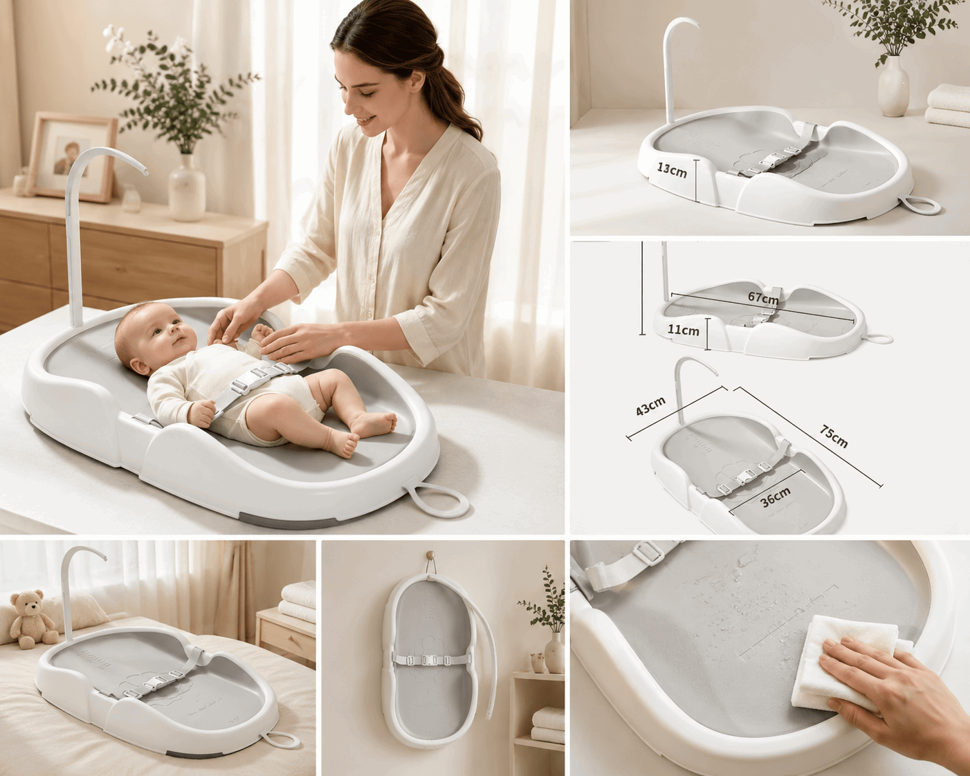 🤍 Matelas à langer bébé portable A&Y - Chez A&Y- À Coeur d'Enfant