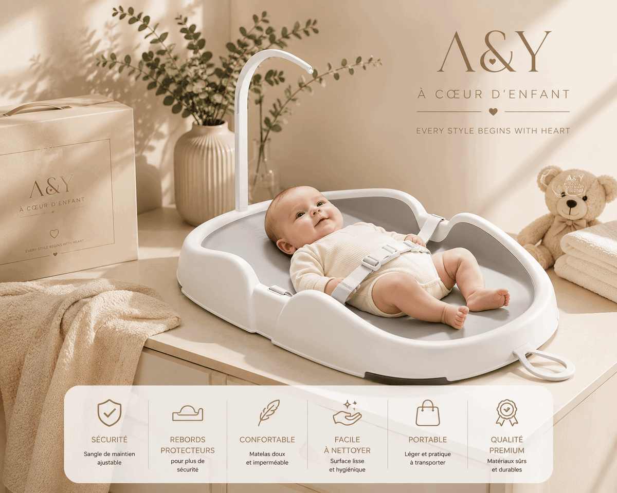 Matelas à langer bébé portable A&Y — vue 3 / A&Y portable baby changing mat — view 3