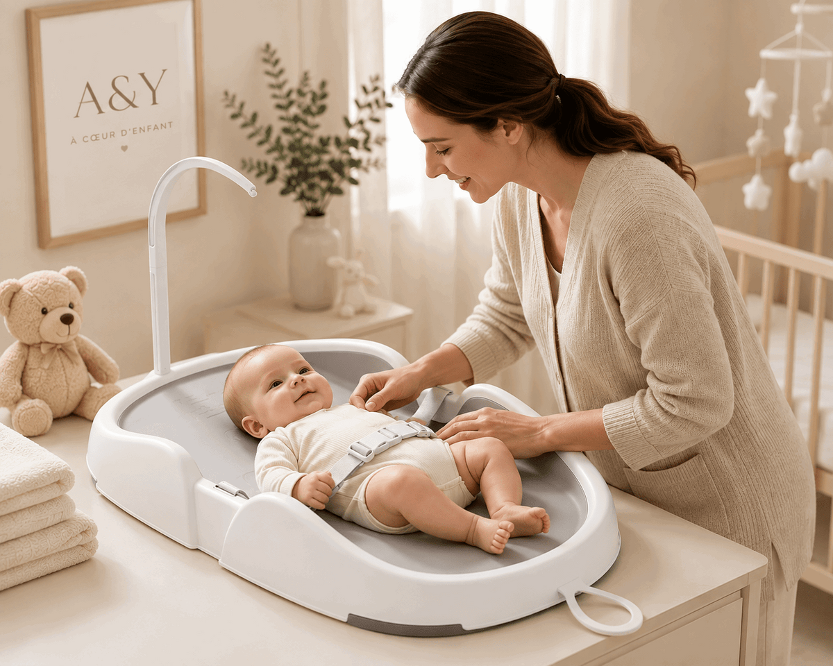 🤍 Matelas à langer bébé portable A&Y - Chez A&Y- À Coeur d'Enfant