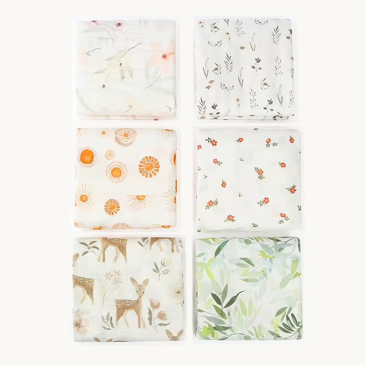 Couvertures MINUS en mousseline bambou-coton, motifs assortis