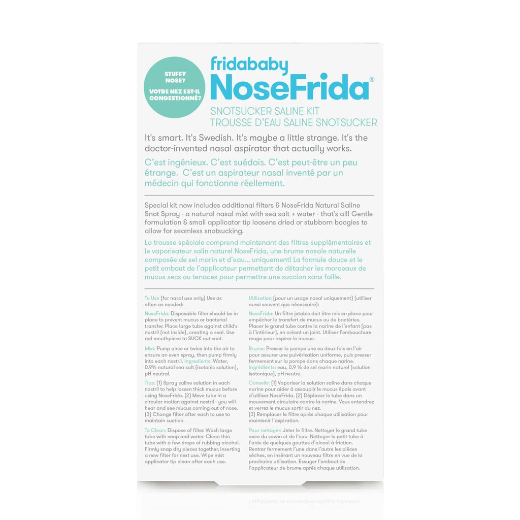 NoseFrida Kit Saline Snotsucker Pour Bébé Avec Filtres Hygiéniques Jetables - Chez A&Y- À Coeur d'Enfant