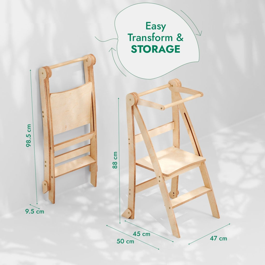 Toddler Tower: Foldable Step Stool for Toddlers - Beige - Chez A&Y- À Coeur d'Enfant