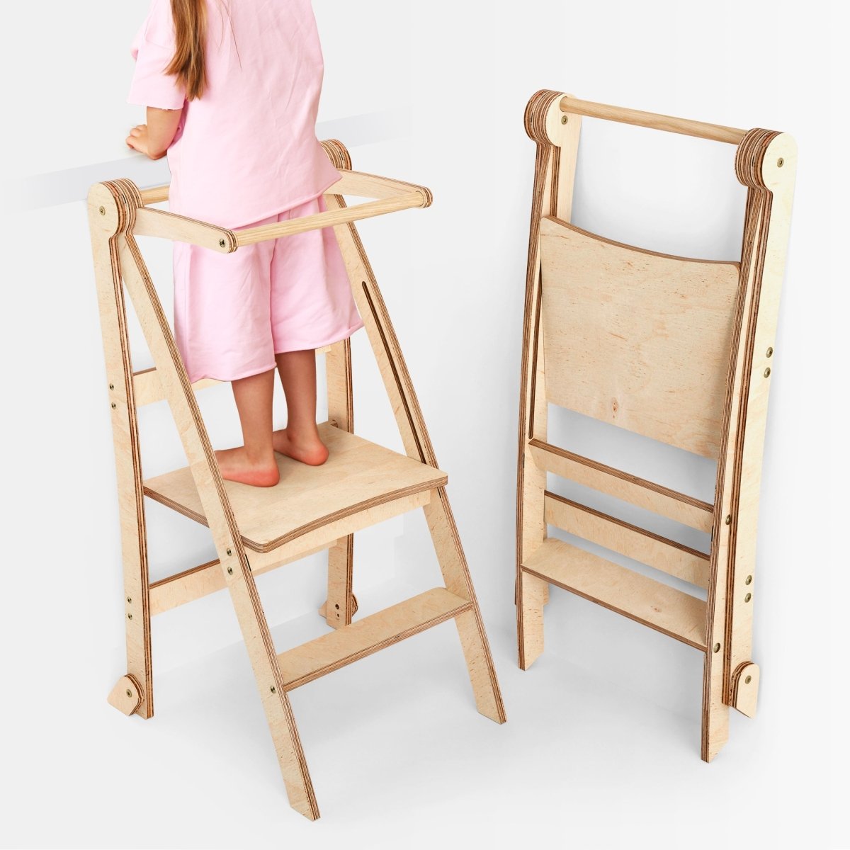 Toddler Tower: Foldable Step Stool for Toddlers - Beige - Chez A&Y- À Coeur d'Enfant
