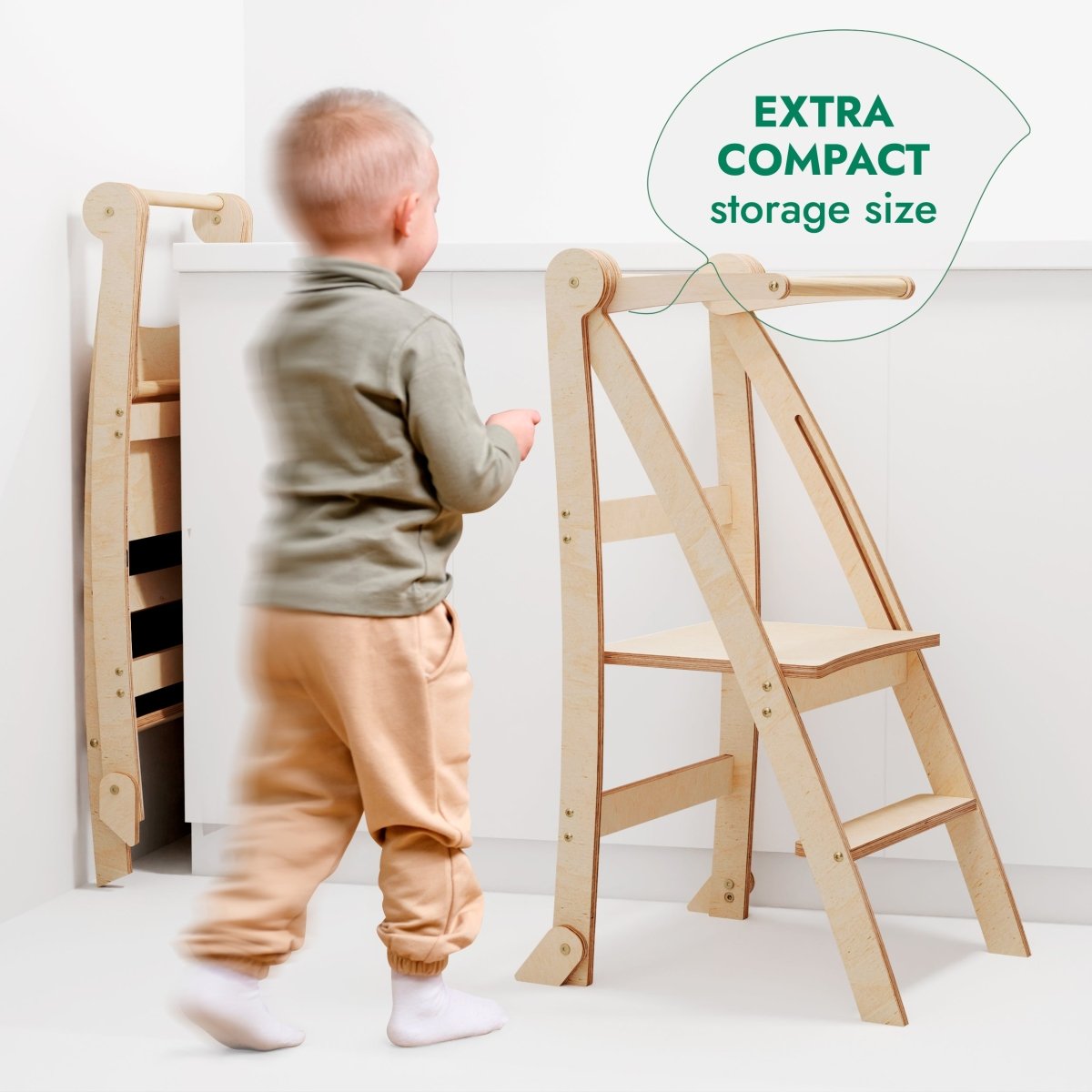 Toddler Tower: Foldable Step Stool for Toddlers - Beige - Chez A&Y- À Coeur d'Enfant