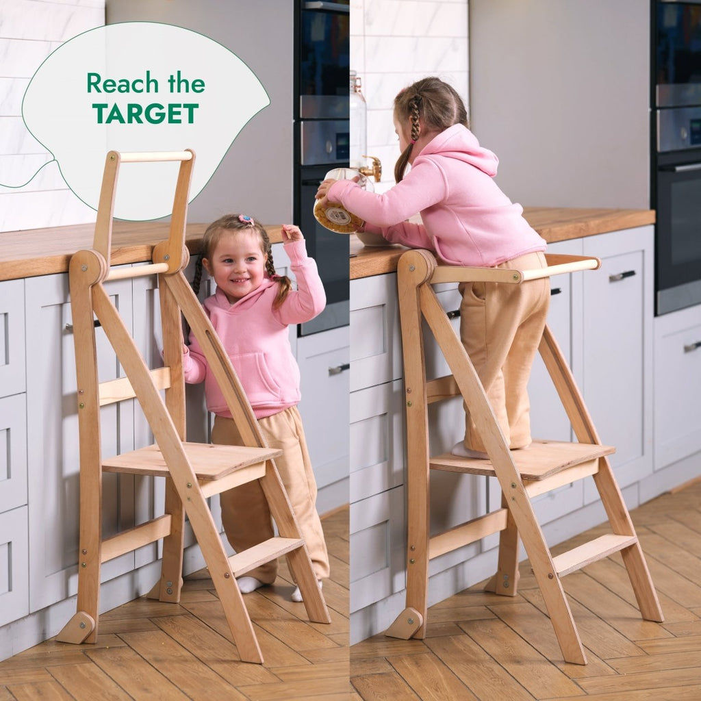 Toddler Tower: Foldable Step Stool for Toddlers - Beige - Chez A&Y- À Coeur d'Enfant