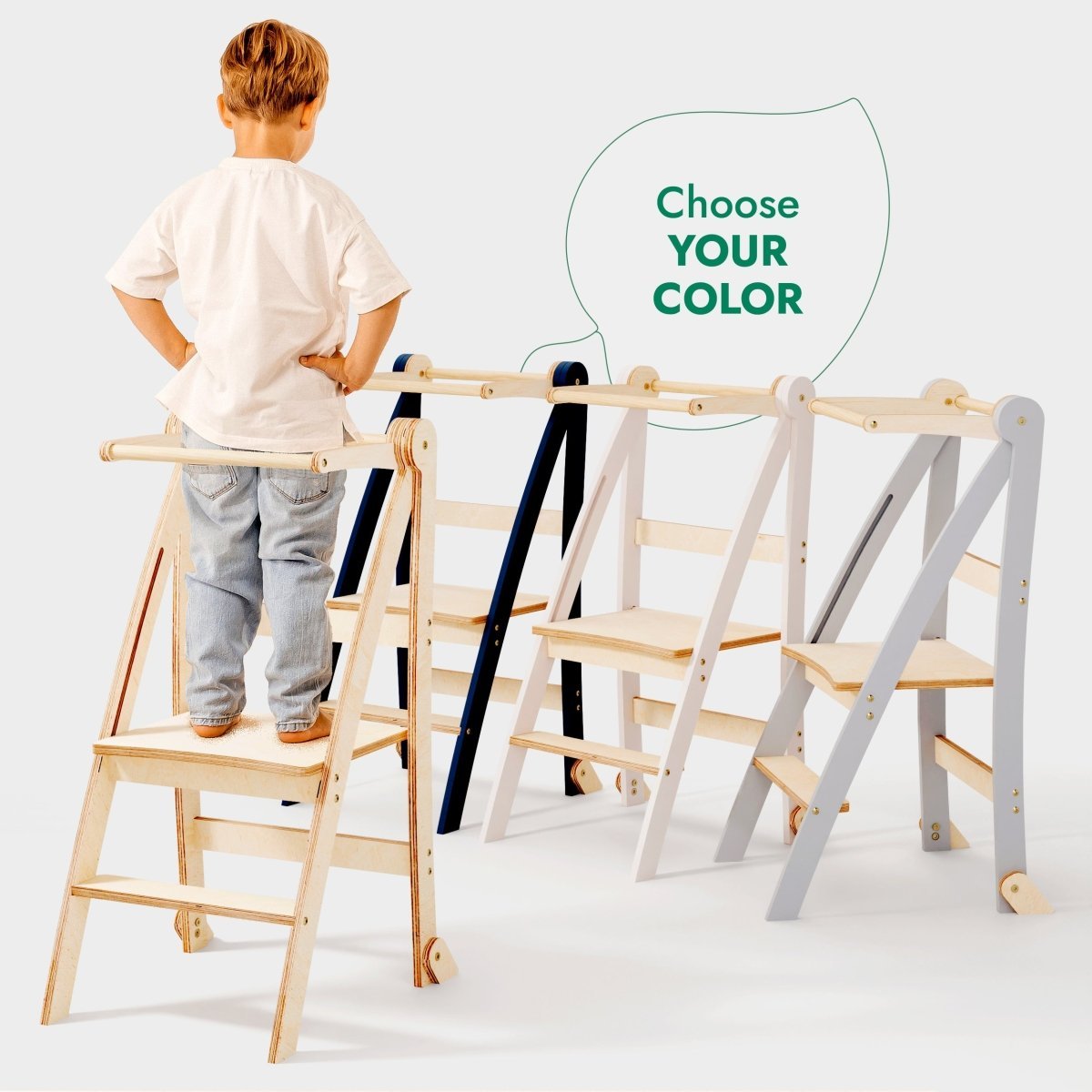 Toddler Tower: Foldable Step Stool for Toddlers - Beige - Chez A&Y- À Coeur d'Enfant
